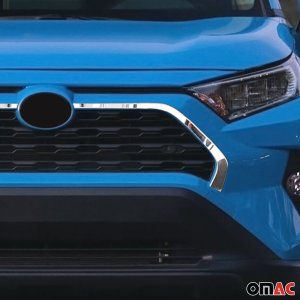 Toyota RAV4 Front Grill Frame - Omac - S. Steel - Gloss Silver - 2019-2025